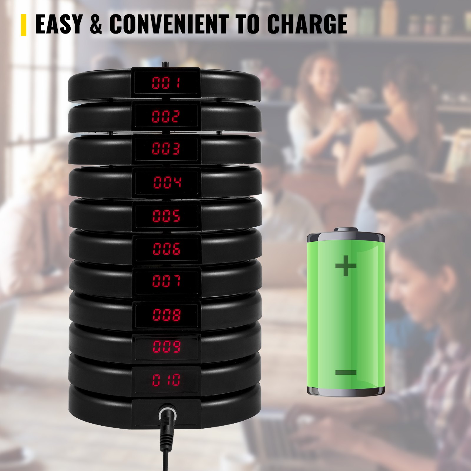 Vevor Sistema Di Chiamata Wireless Con 1 Trasmettitore 5 Cercapersone Ristorante