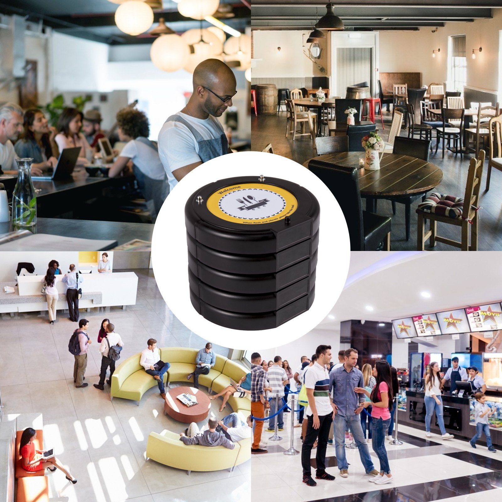 Vevor Sistema Di Chiamata Wireless Con 1 Trasmettitore 5 Cercapersone Ristorante