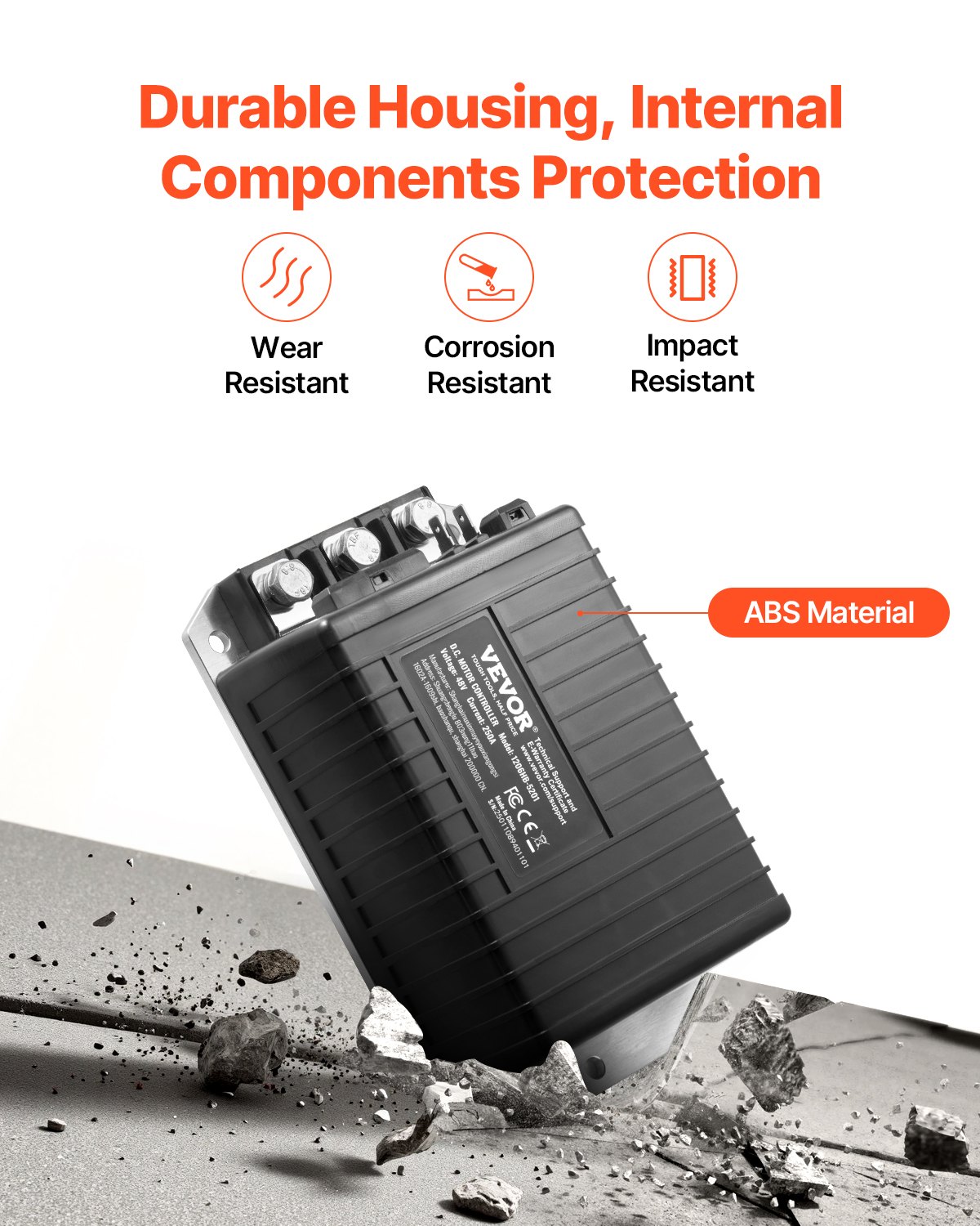 VEVOR Regolatore di Velocità del Motore CC Sostitutivo per Carrelli da Golf Club Car EZGO TXT, IP65, Alloggiamento in Lega di Alluminio e ABS, Compatibile con i Modelli 1206HB-5201 48V 250A