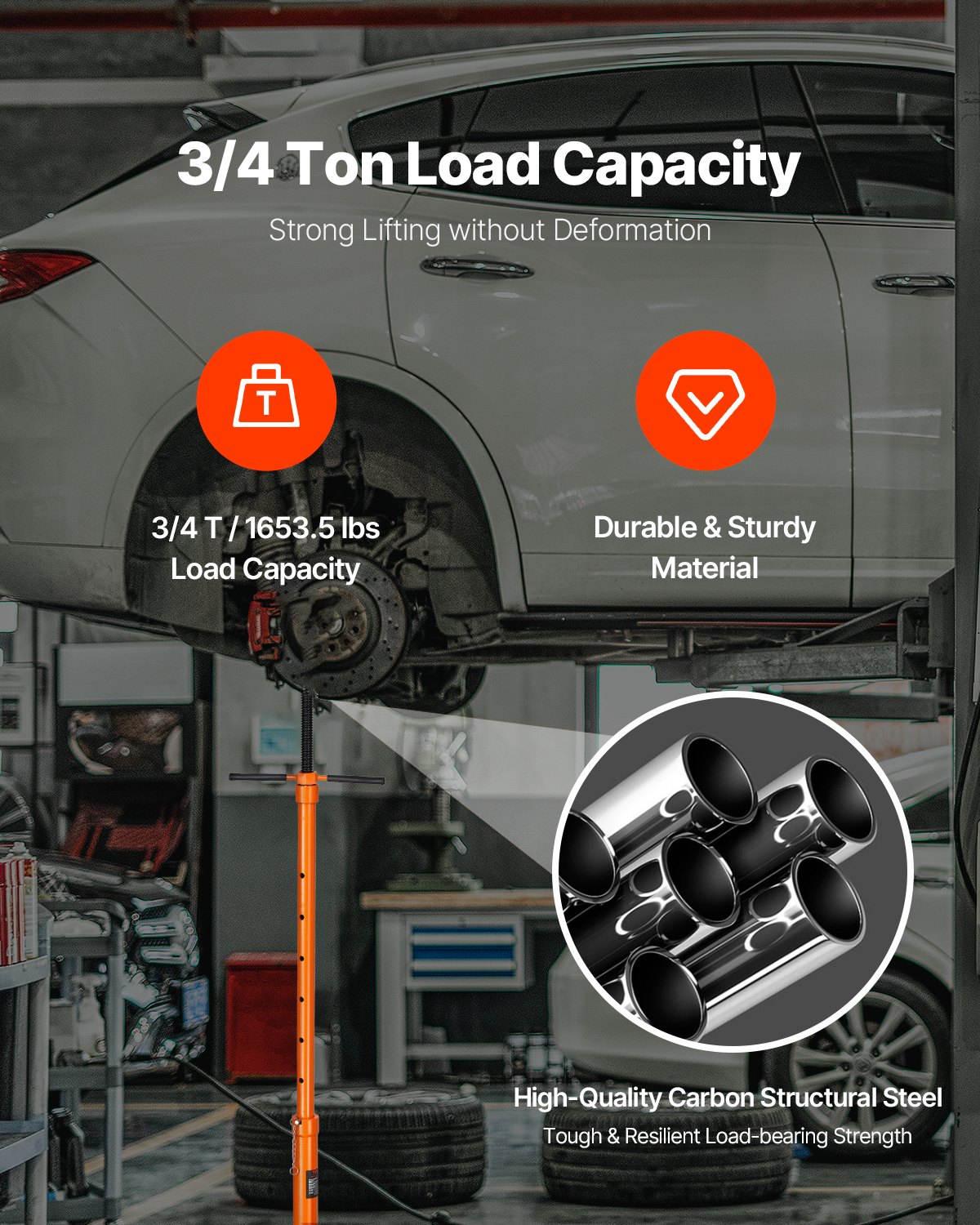 VEVOR Supporto per Sollevatore Capacità 0,75 Tonnellate, Sollevatore per Paranco 975 mm-1915 mm Maniglia Girevole Montata su Cuscinetto, Supporto per Paranco Vite Filettata Autobloccante Garage