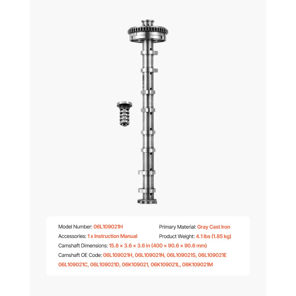 VEVOR Kit Albero a Camme e Valvola di Controllo per Motori Audi e Volkswagen, Sostituzione Albero a Camme in Ghisa, Adatto per Motori EA888 1,8 T/2,0 T, OE 06 L109021H, 06 L109021N, 06 L109021S