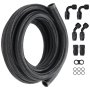 VEVOR 10AN Kit Tubo Carburante, Kit Tubo Carburante da 10 FT, Kit Tubo Carburante Intrecciato in Nylon da 0,55" in Nylon per Olio/Gas/Diesel, con 7 Kit Adattatori Raccordo Girevole, Nero