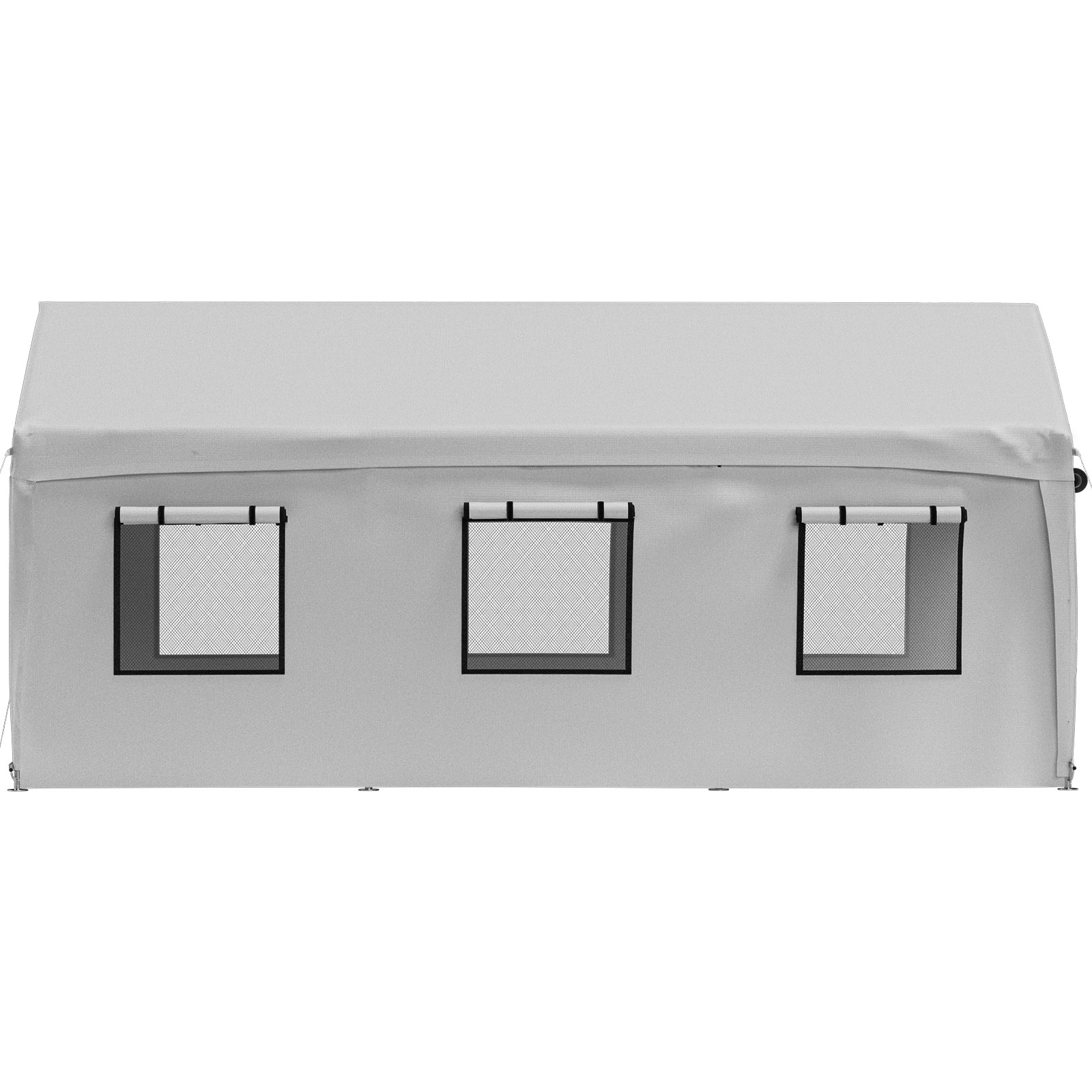 VEVOR Gazebo Grigio Tenda per Posto Auto da Esterno 8 Pali Pareti Laterali 3x6m Altezza Regolabile in Materiale PE, Coperta di Protezione per Auto Barche Veicoli con Finestre 8 Pali in Acciaio Zincato