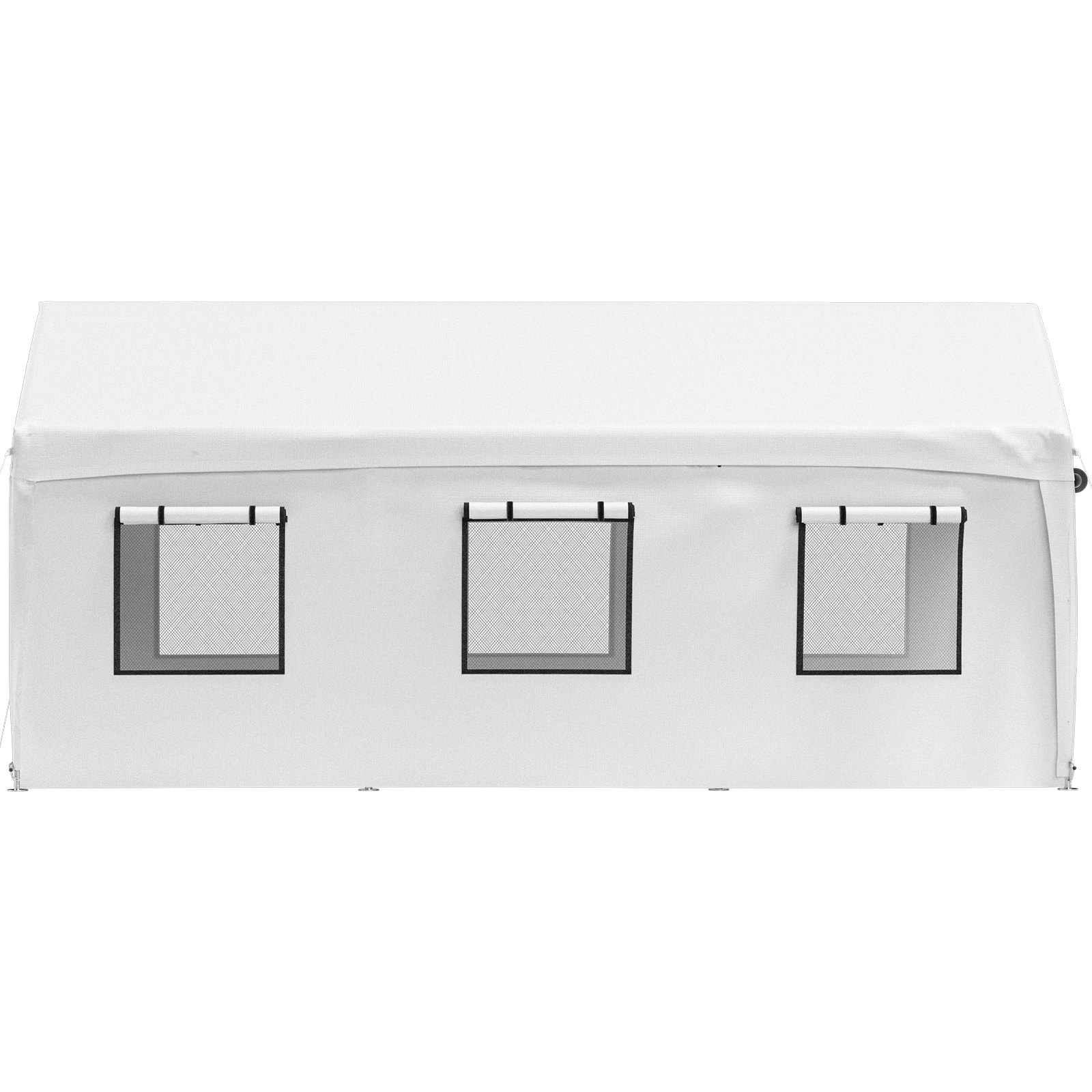 VEVOR Gazebo Bianco Tenda per Posto Auto da Esterno 8 Pali Pareti Laterali 3x6m Altezza Regolabile in Materiale PE, Coperta di Protezione per Auto Barche Veicoli con Finestre 8 Pali in Acciaio Zincato