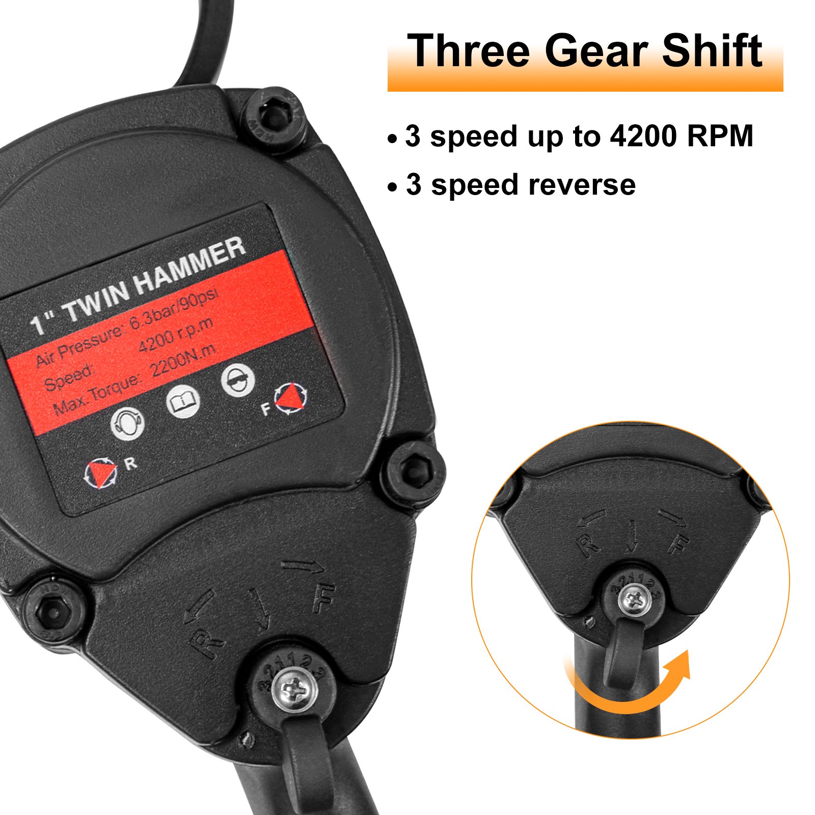 Vevor Avvitatore A Impulsi Pneumatico 2200nm Trapano Avvitatore In Nero 3200rpm