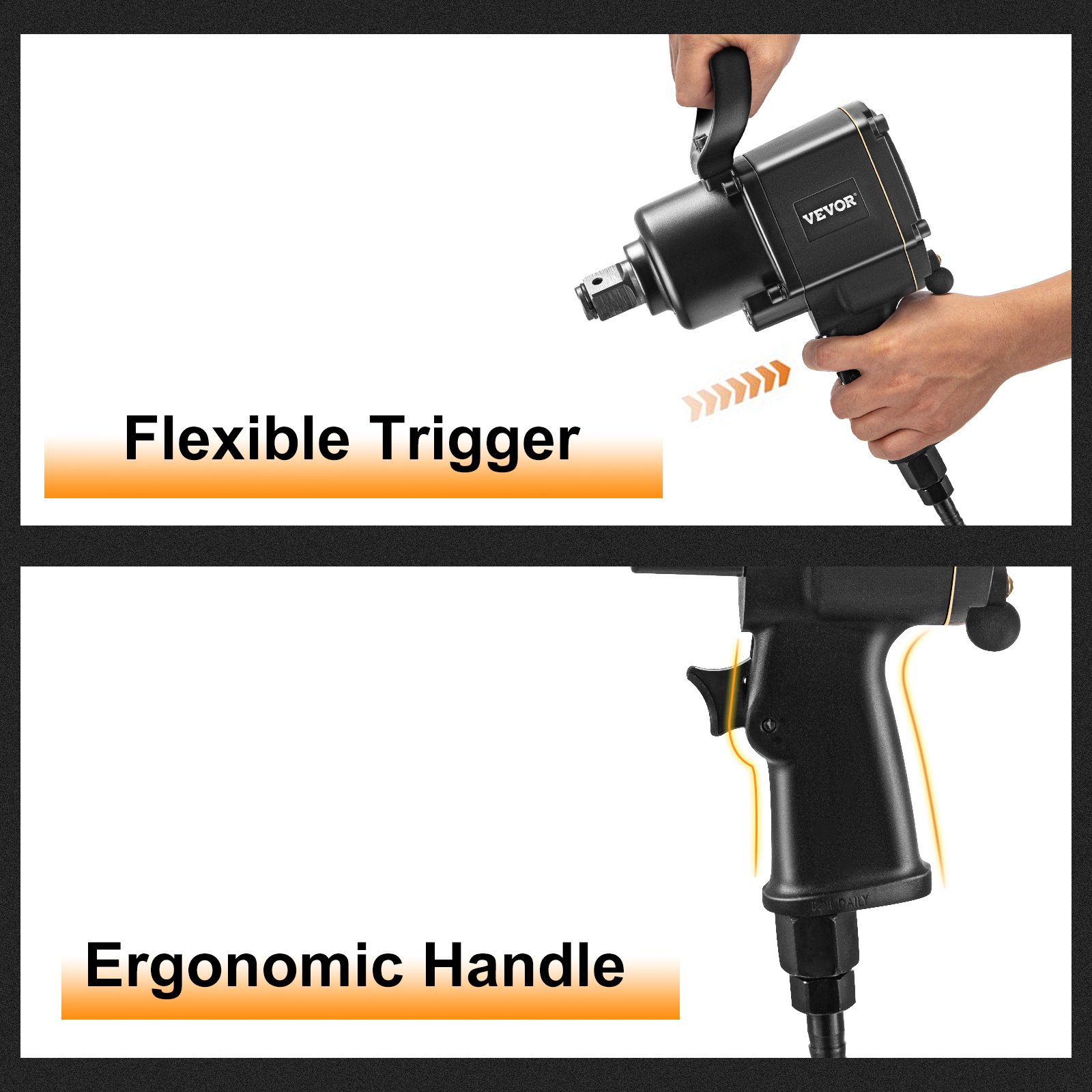 Vevor Avvitatore A Impulsi Pneumatico 2200nm Trapano Avvitatore In Nero 3200rpm
