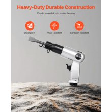 VEVOR Martello Pneumatico 3500 bpm, Scalpello Pneumatico Compatto, Lunghezza della Corsa 7 cm, con 4 Scalpelli da 12 cm, per Tagliare Metallo, Demolire Muri di Cemento, Scalpellare Pavimenti