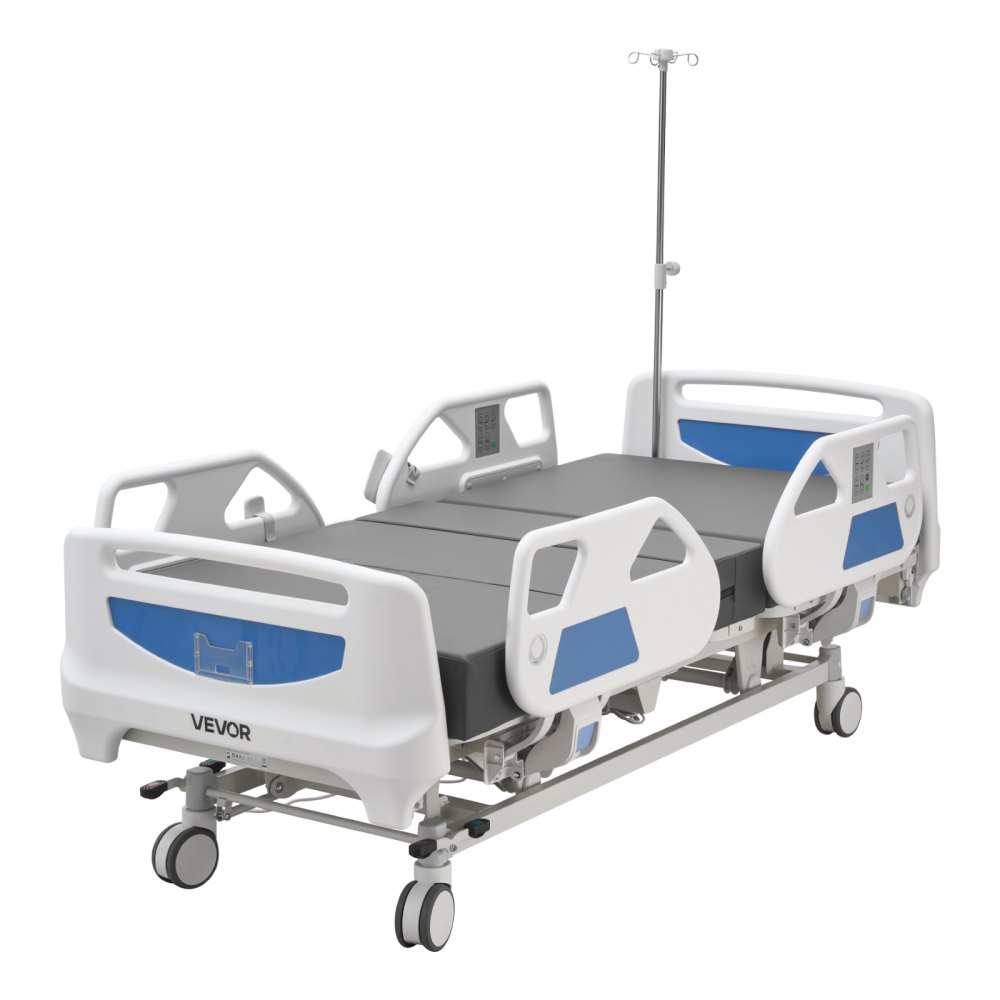 VEVOR Letto Ospedaliero Elettrico 5 Funzioni per l'Assistenza Domiciliare con Sedia Cardiaca, Funzione CPR, Letto per Degenza Posizioni Trendelenburg e Trendelenburg Inversa Ruote Bloccabili
