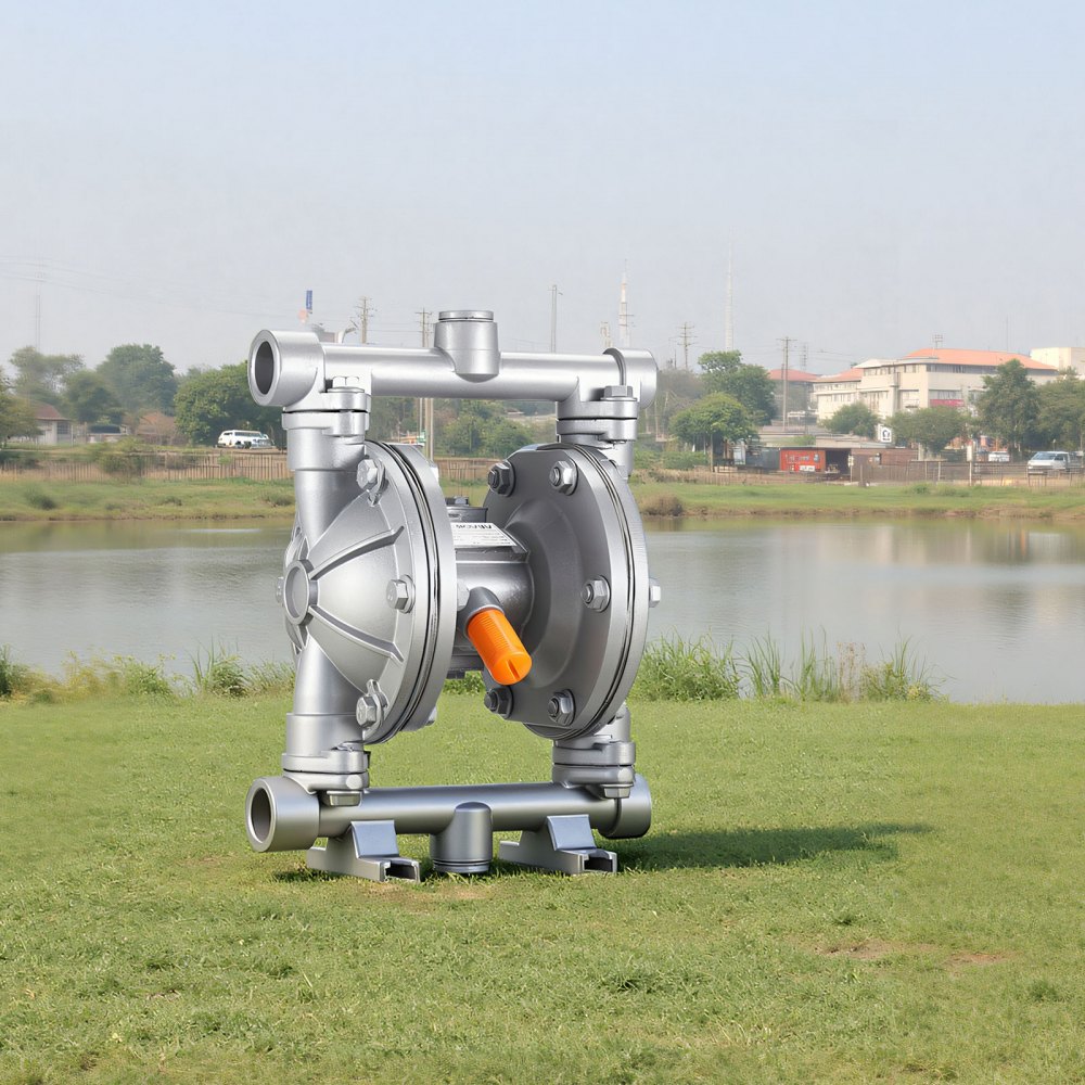 VEVOR Pompa Pneumatica a Doppia Membrana 25 L/min Prevalenza max. 68,88 m, Pompa Pneumatica per Trasferimento di Olio max. 100 PSI, Lega di Alluminio, per Gasolio, Cherosene