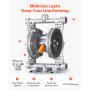 VEVOR Pompa Pneumatica a Doppia Membrana 25 L/min Prevalenza max. 68,88 m, Pompa Pneumatica per Trasferimento di Olio max. 100 PSI, Lega di Alluminio, per Gasolio, Cherosene