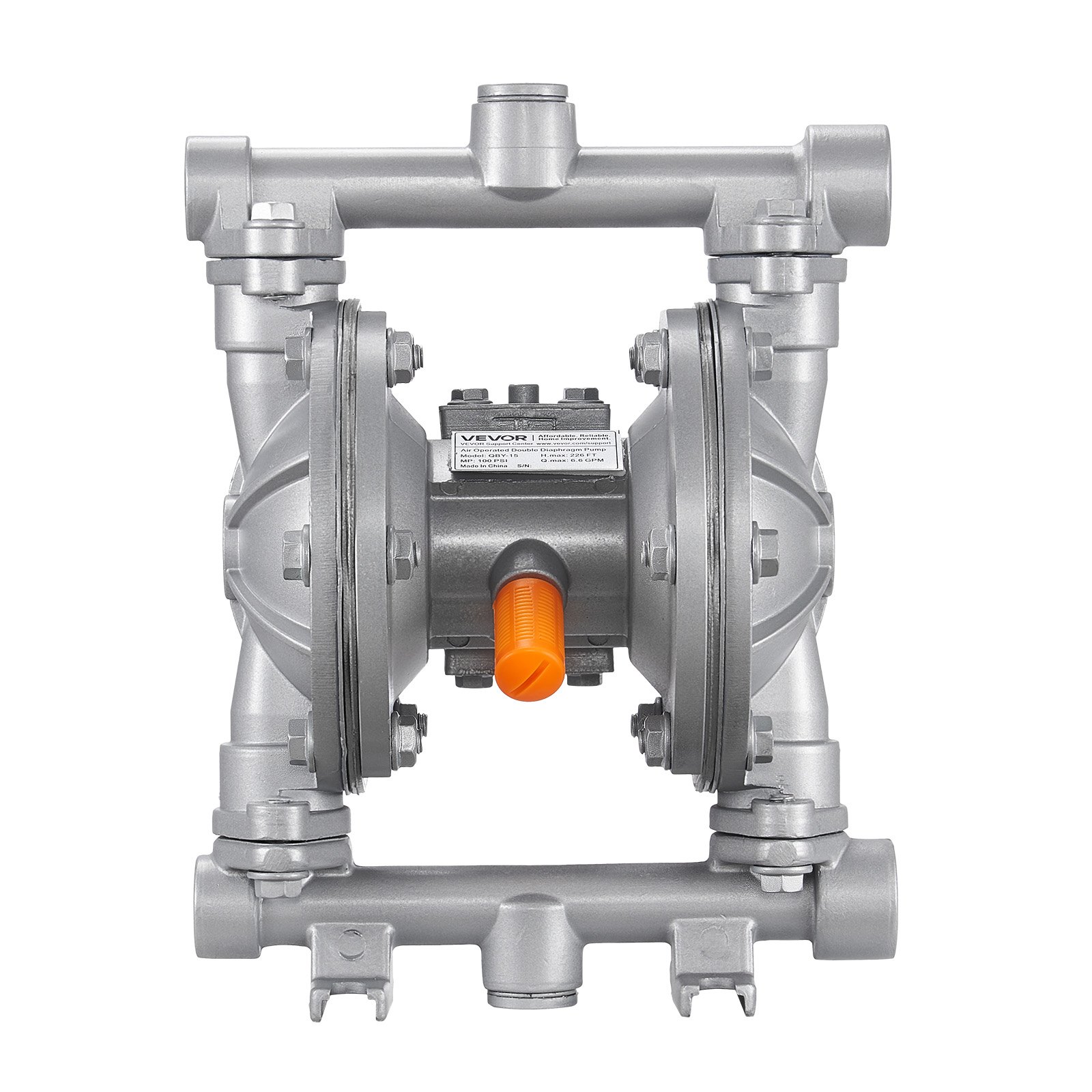 VEVOR Pompa Pneumatica a Doppia Membrana 25 L/min Prevalenza max. 68,88 m, Pompa Pneumatica per Trasferimento di Olio max. 100 PSI, Lega di Alluminio, per Gasolio, Cherosene