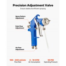 VEVOR Pistola a Spruzzo Pneumatica per Verniciatura a Sifone da 1000 CC con Ugello da 1,8 mm, Flusso Volume d'Aria Regolabile, Pistola per Verniciatura ad Aria Compressa per Auto, Pareti