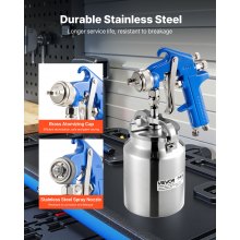 VEVOR Pistola a Spruzzo Pneumatica per Verniciatura a Sifone da 1000 CC con Ugello da 1,8 mm, Flusso Volume d'Aria Regolabile, Pistola per Verniciatura ad Aria Compressa per Auto, Pareti