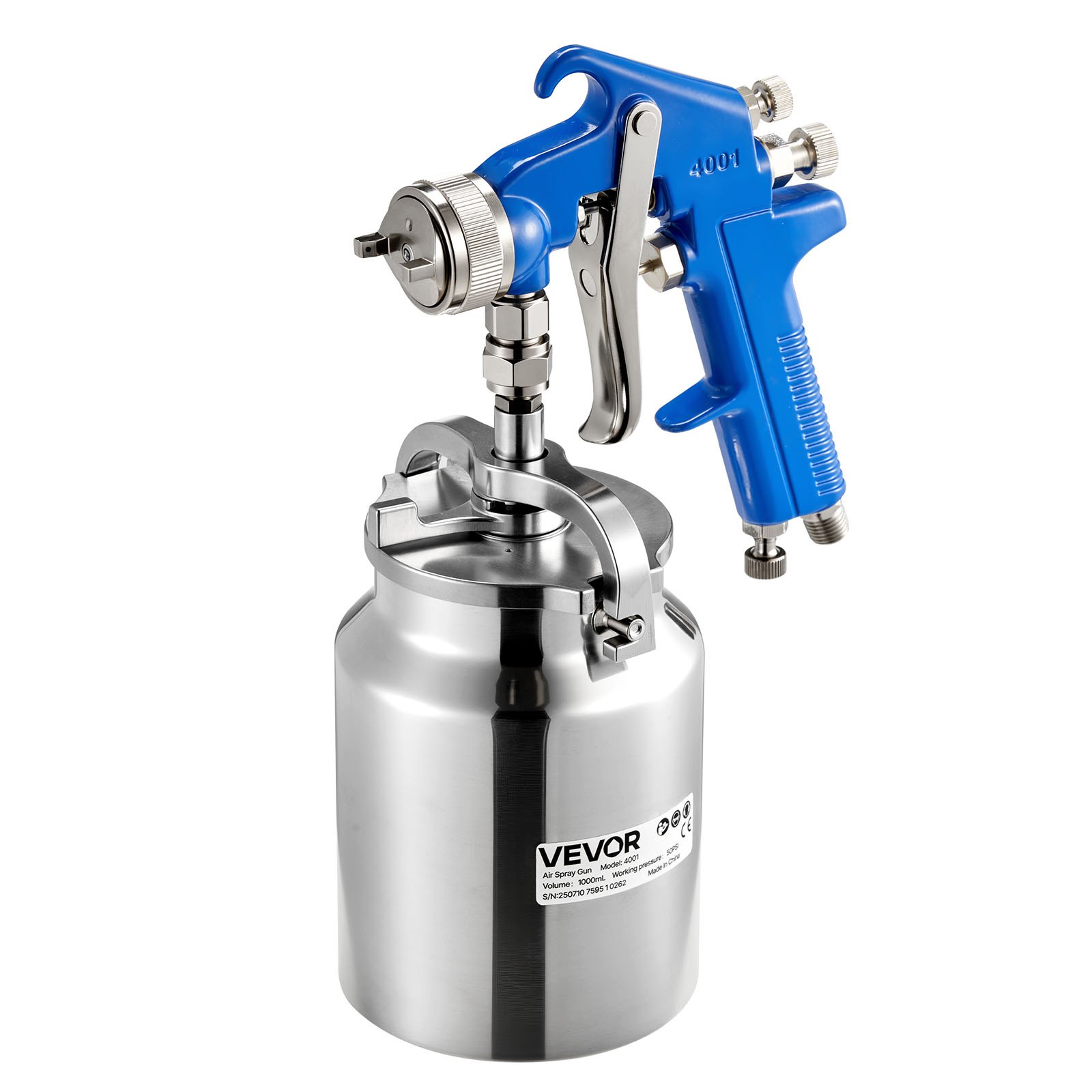 VEVOR Siphon Feed Spray Gun, High Atomization Air Paint Spray Gun, 1000cc Automotive Paint Sprayer with 1.8 mm Nozzle, Adjustable Flow Rate & Air Volume for Car, Furniture, Wall, House Painting