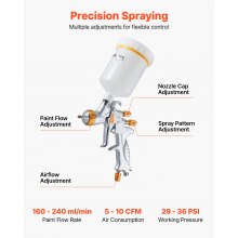 VEVOR Pistola a Spruzzo Pneumatica a Gravità HVLP 600mL con 3 Ugelli 1,3/1,4/1,7 mm, Kit di Spruzzatore ad Aria Compressa, Pistola per Verniciatura Pneumatica HVLP per Auto, Pareti