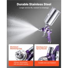 VEVOR Pistola a Spruzzo Pneumatica a Gravità 3 pezzi 3 Ugelli 1,0/1,4/1,8 mm, Kit di Spruzzatore ad Aria Compressa, Pistola per Verniciatura Pneumatica per Auto, Pareti, Mobili