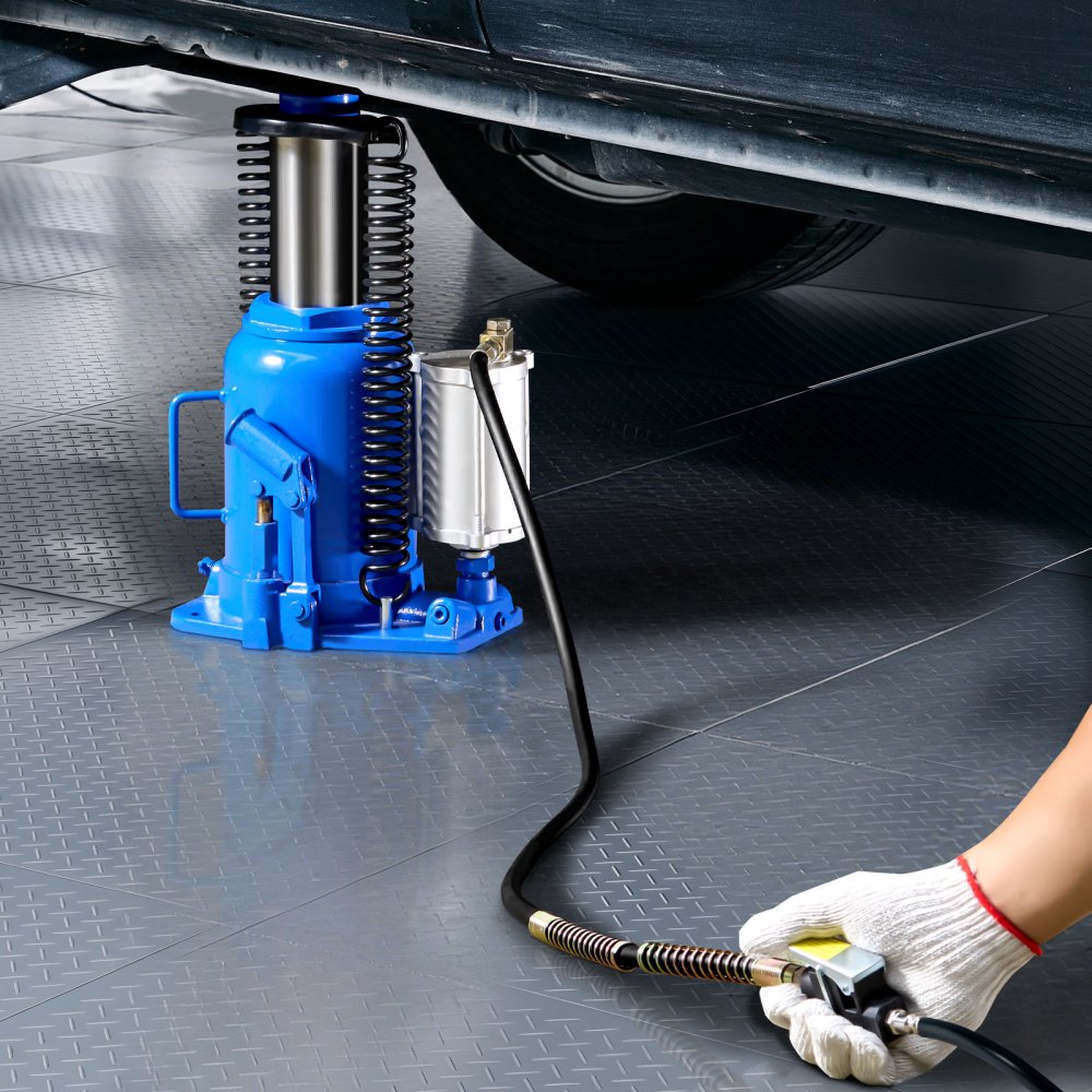 VEVOR Sollevatore a Bastone da Pavimento Capacità 32 t, Intervallo di Sollevamento 255-415 mm, Cric a Bottiglia Saldato per Impieghi Gravosi Pneumatico o Manuale con Pompa per SUV, Camion