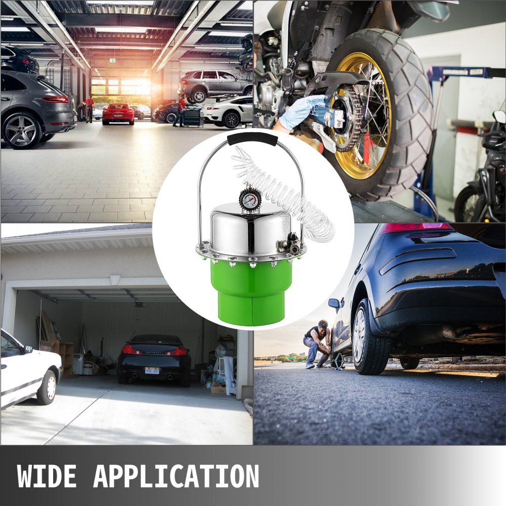 VEVOR Kit Spurgo Freni Cambio Olio Pneumatico 5L,  Macchina Pneumatica Cambio Olio Freno, Spurgo Freno Pneumatico, Cambio dell'olio del Freno, Dispositivo di Spurgo Freni Pneumatico, Colore Verde