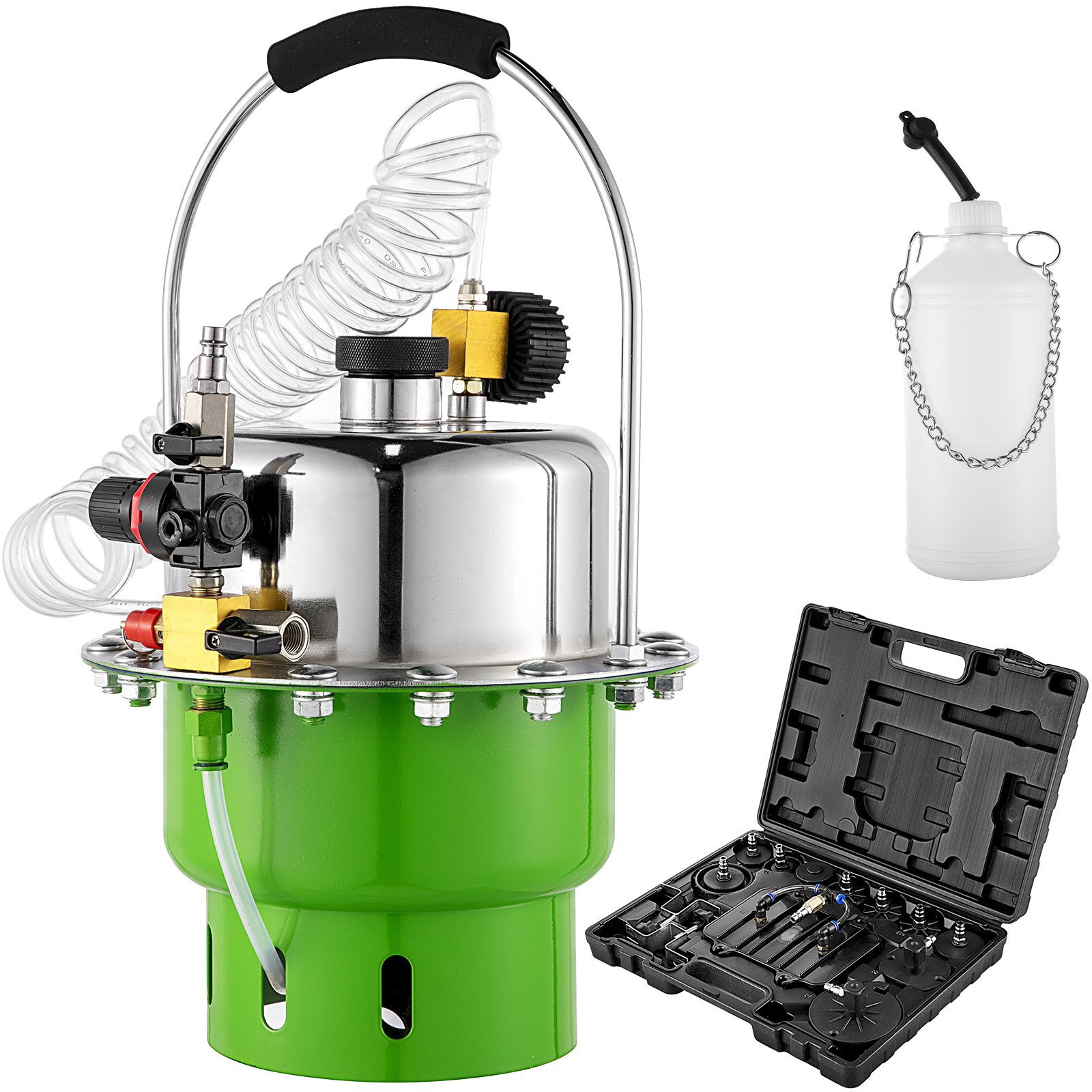 VEVOR Kit Spurgo Freni Cambio Olio Pneumatico 5L,  Macchina Pneumatica Cambio Olio Freno, Spurgo Freno Pneumatico, Cambio dell'olio del Freno, Dispositivo di Spurgo Freni Pneumatico, Colore Verde