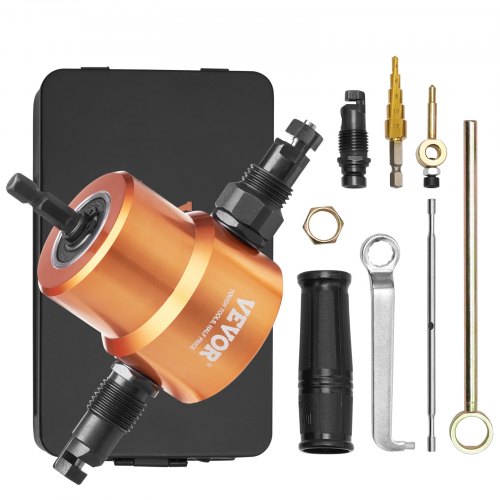 VEVOR Kit di Punta Roditrice a Doppia Testa per Trapano per Lamiera Adatta a Velocità 1500-3000 giri/min, Roditrice per Lamiera Kit di Utensili per Taglio Doppia Testa Min. Spessore di Taglio 1,6mm