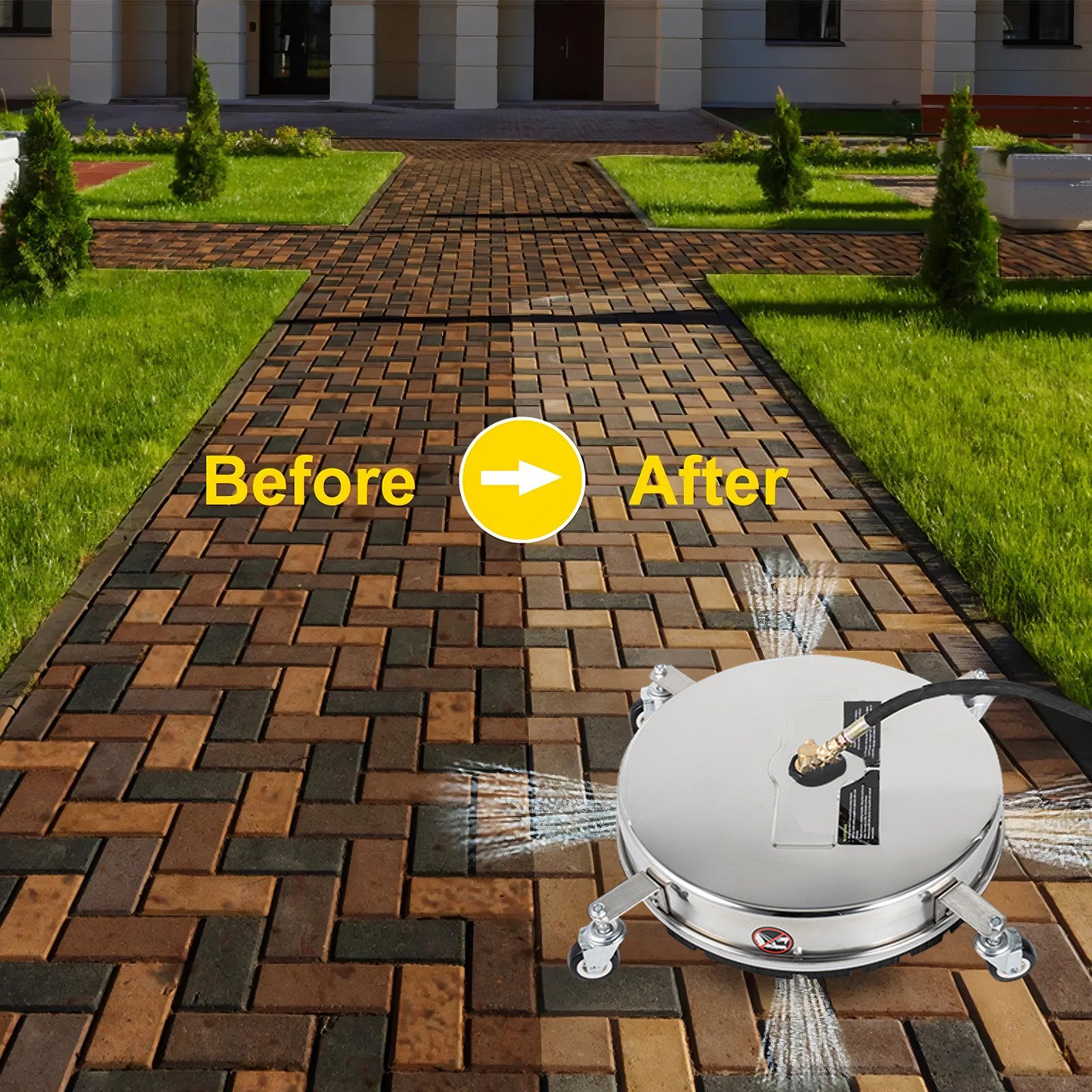 VEVOR Pulitore a vapore, A Vapore Dispositivo Diametro 18 Pollici, Spazzatrice Mop da Terra Max.4000 PSI, Pulitore a Vapore Elettrico da Pavimento con Scopa, con Accessori, Utilizzate su Strada, Ponti