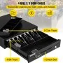 VEVOR Cassetto per Registratore di Cassa, Cassetto Portasoldi Apertura Automatico con 2 Metodi di Sblocco, Cassetta Portavalori con 4 Scomparti per Banconote e 5 per Monete, 33,6 x 36,8 x 8 cm (Nero)