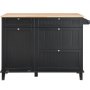 VEVOR Carrello da Cucina, Tavolo da Colazione in Legno 1280 mm con Mobiletto per la Spazzatura, Contenitore 37,85 L Tavolo da Pranzo in Stile Fattoria con Ribaltina, Portasciugamani, Cassetto, Nero