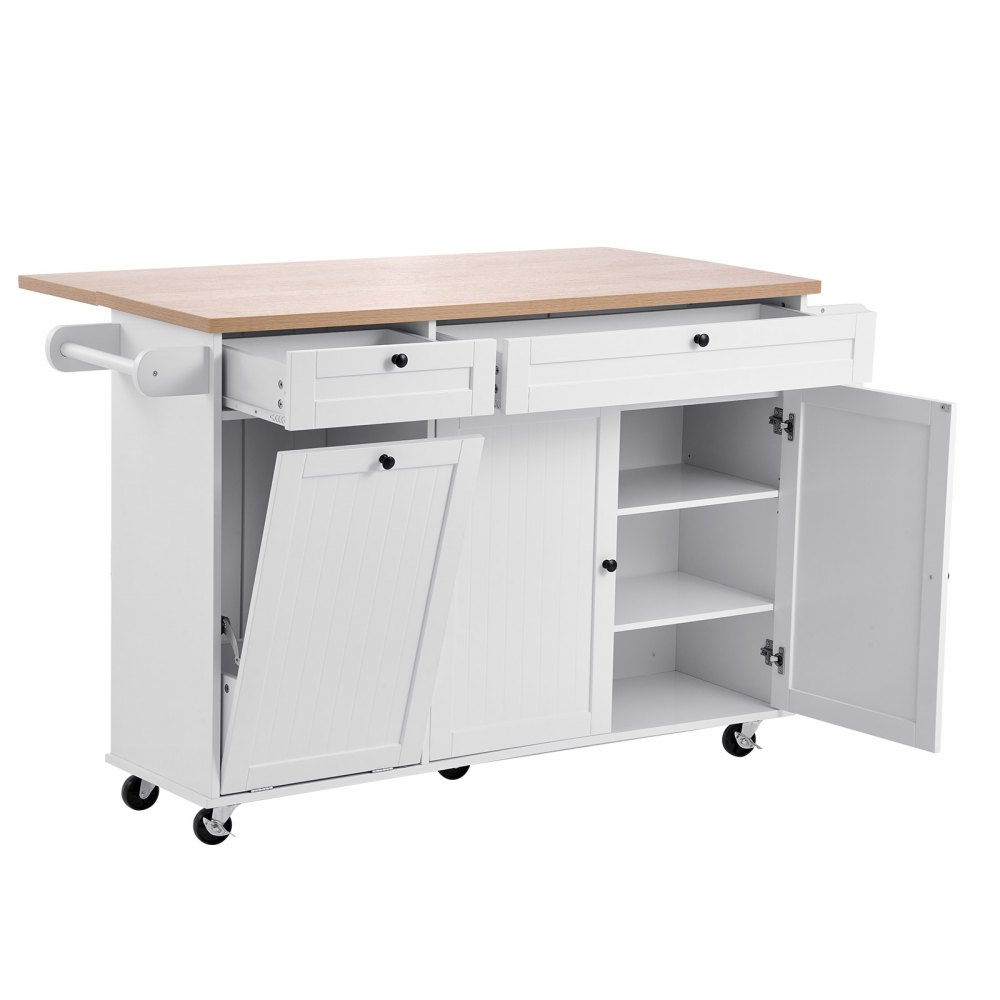 VEVOR Carrello da Cucina, Largo 153 cm, con Ruote, Piano Superiore Pieghevole, 2 Mobiletto, Mobiletto Portaoggetti, Portacoltelli, Porta Spezie e Portasciugamani, Tavolo per Sala da Pranzo