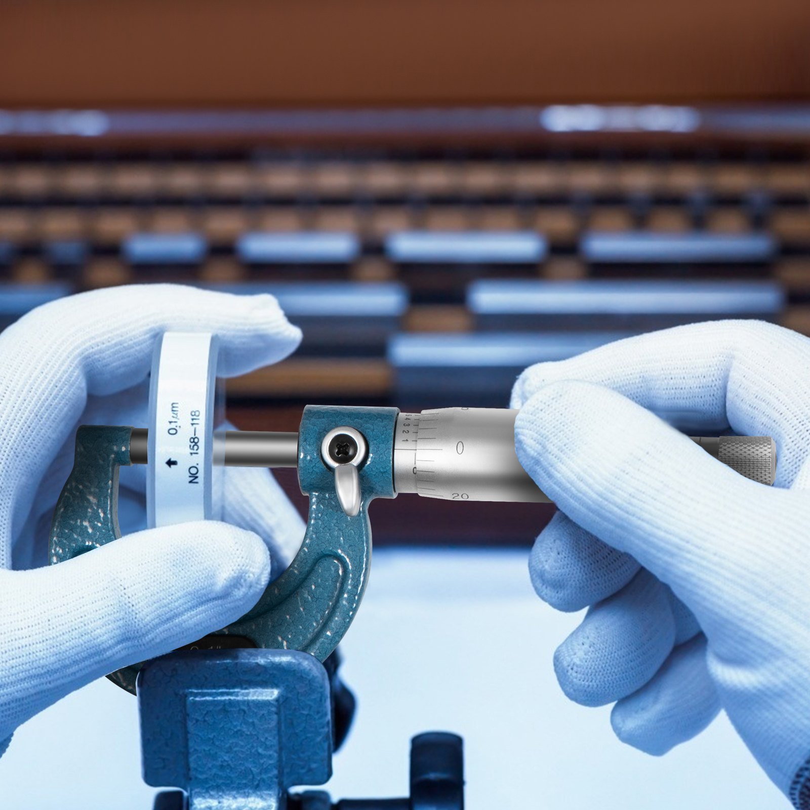 VEVOR Micrometro Esterni da 0-15.2cm, 6 Pz Micrometri Millesimali Misuratore, Calibro Esterno Metrico Alta Precisione di 0.000254cm, Strumento di Misurazione Precisa di Lunghezza, Diametro o Spessore