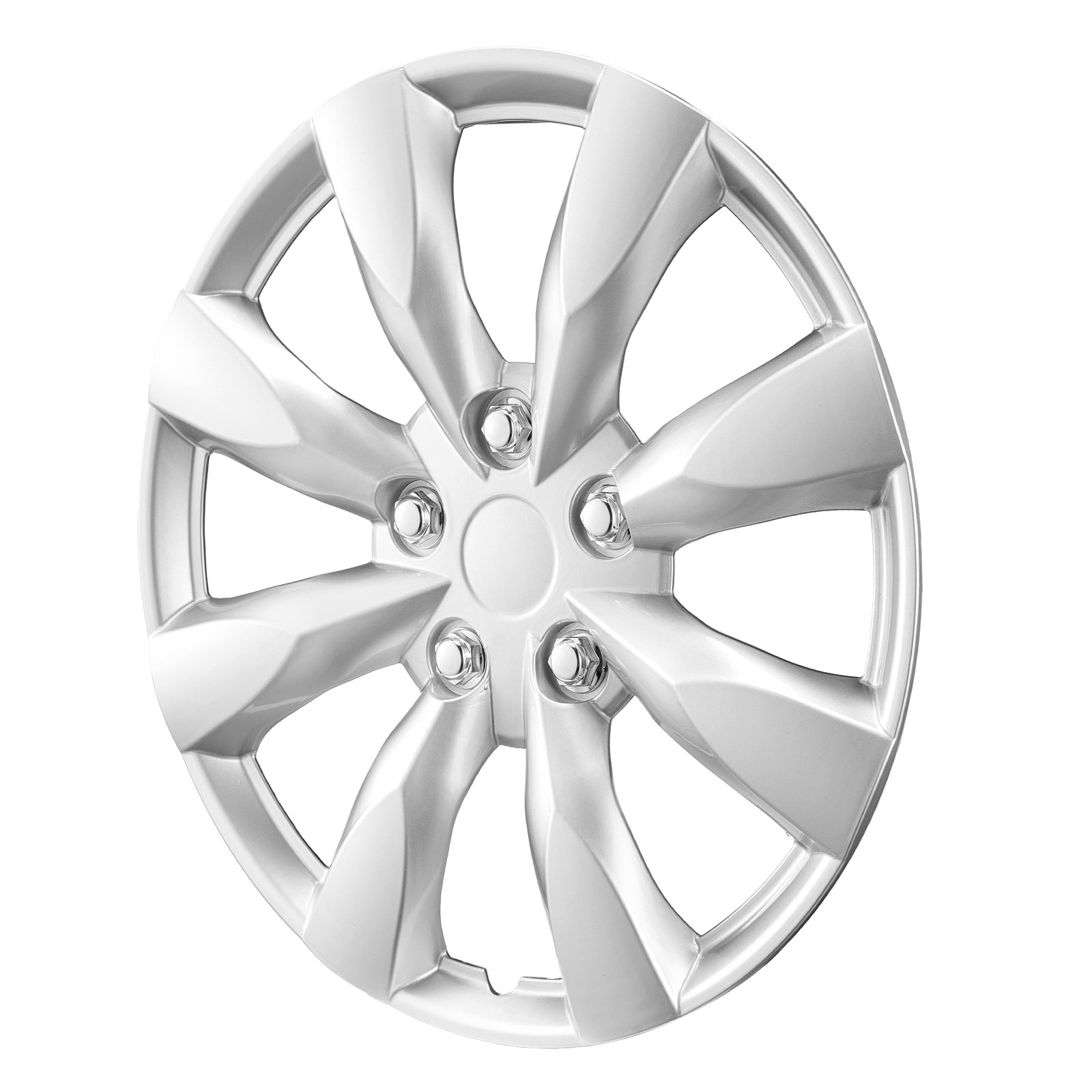 VEVOR Coprimozzi Copricerchi, 440 mm Diametro, Coprimozzo Antigraffio con Foro per Ugello a Scatto e Valvola, Coprimozzo con Elevata Rigidità e Minore Resistenza al Vento, Peso 3,2 kg, Argento