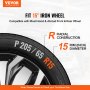 VEVOR Coprimozzi Copricerchi, 415 mm Diametro, Copriruota Antigraffio con Foro per Ugello a Scatto e Valvola, Coprimozzo in ABS e PC con Elevata Rigidità e Minore Resistenza al Vento, Argento Nero