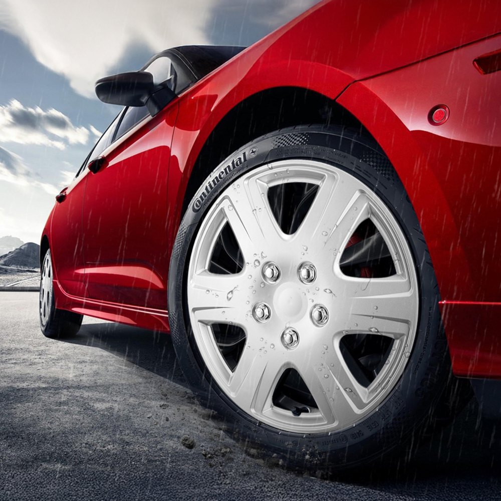 VEVOR Wheel Covers Hub Caps Rim Covers 4 pcs. for 15 inch diameter, Wheel cover (φ415 x 60 mm) with snap fastener & valve nozzle hole, ABS and PC wheel cover with high rigidity, weatherproof