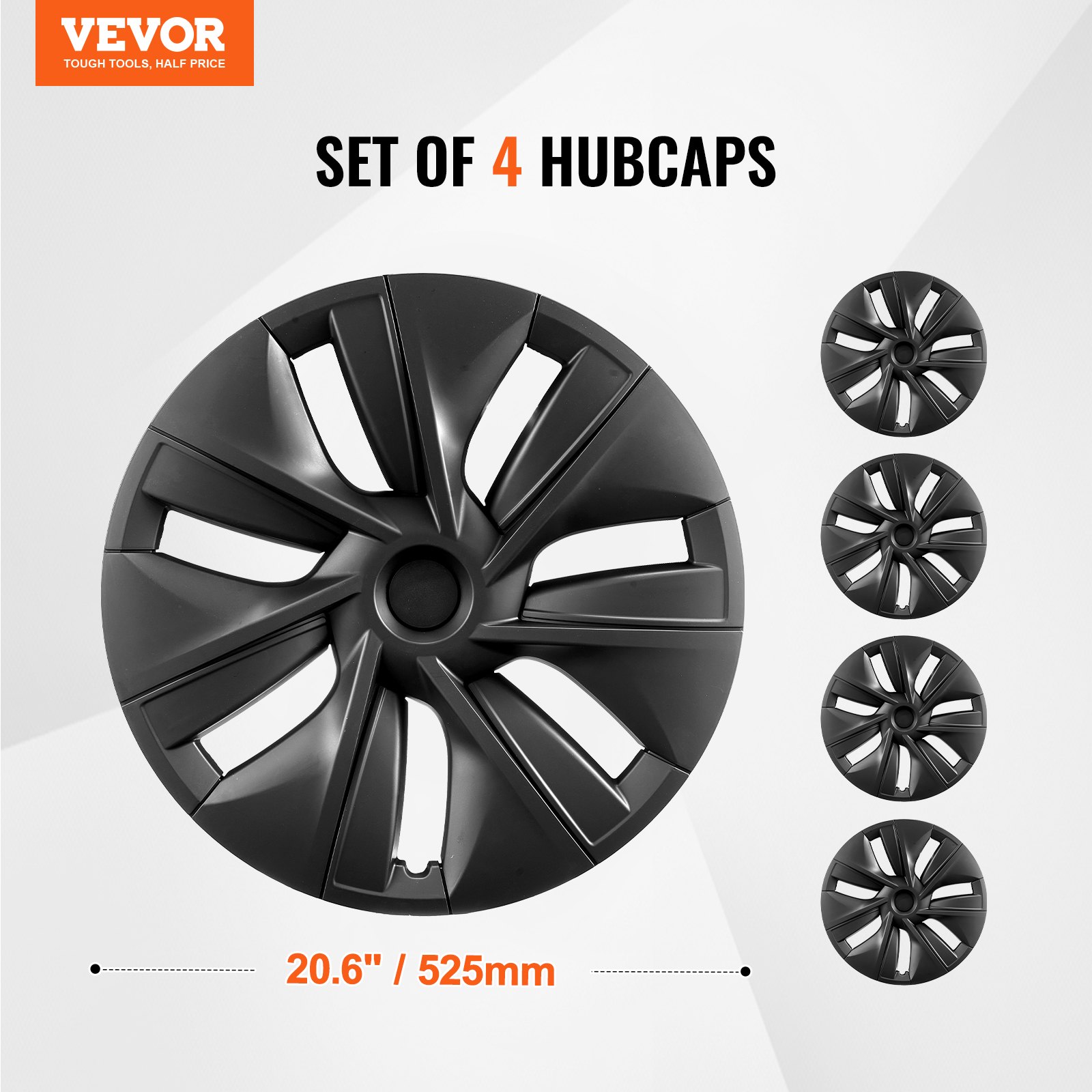 VEVOR Wheel Covers Hub Caps Rim Covers Model Y 2020-2023 for 19 inch Wheels, Wheel Cover with Snap Fastener & Protective Strip & Valve Hole, ABS and PC Wheel Cover with High Rigidity, Weatherproof