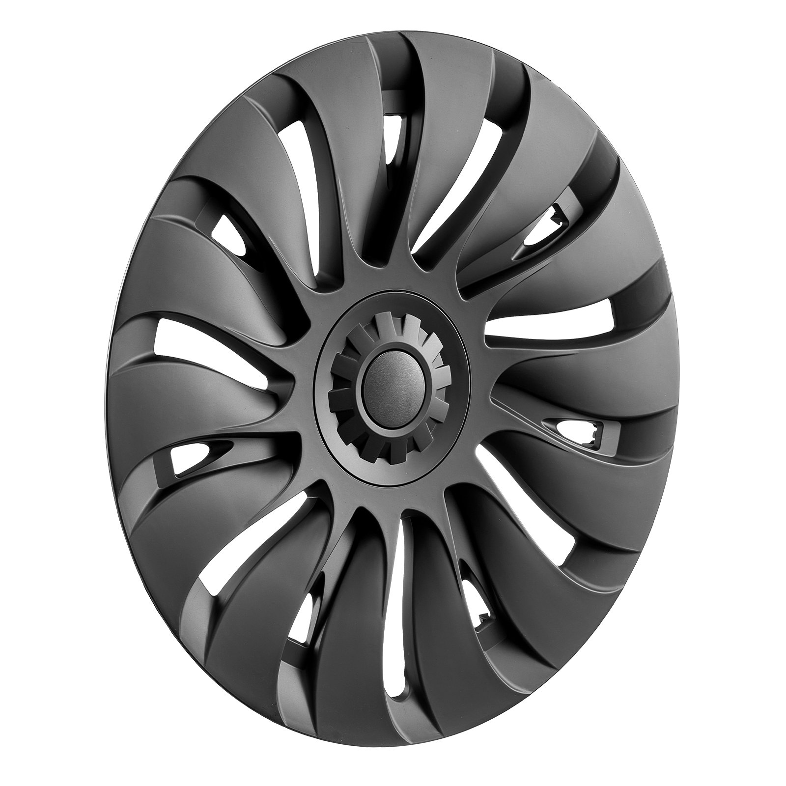 VEVOR Copricerchi Coprimozzo 500 mm Modello Y 2021-2023, Coprimozzo Completamente Aderente con Pulsante, Nastro Protettivo e Foro per Ugello della Valvola, Coprimozzo in ABS e PC con Elevata Rigidità