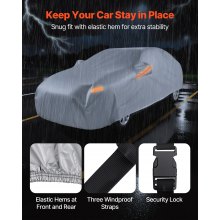 VEVOR Telo Copriauto per Modelli di Berline Full-size Europee, Telo Protezione per Tutte le Stagioni da Sole, Pioggia, Vento, Copertura da Esterno Completa con Cerniera Sulla Portiera, Argento