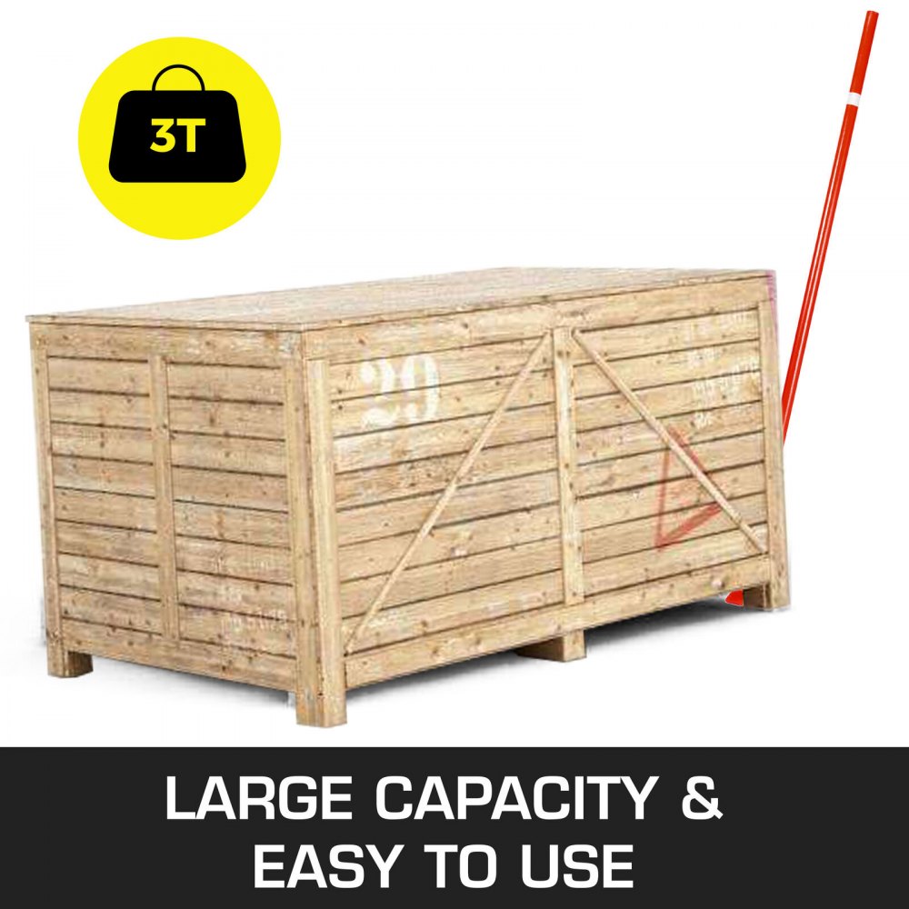 VEVOR Barra a Leva 3T 6600 LBS Piede di Porco per Trasporto Pesante Barra di Sollevamento con Ruote e Impugnatura Ergonomica in Acciaio da 1,5 m Leggera e Portatile per Sollevamento di Carichi Pesanti