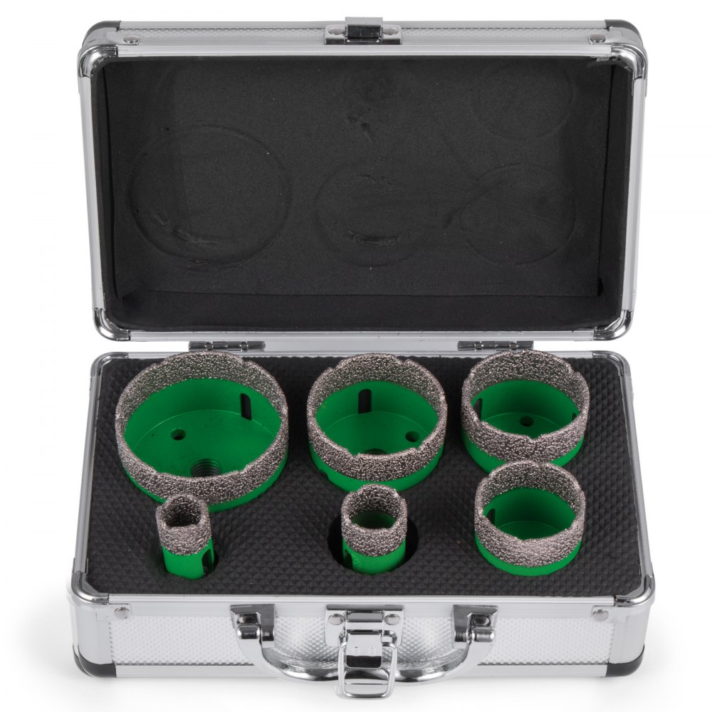 VEVOR 6 Pezzi Punte Diamantate per Trapano, Altezza 15 mm / 0,59 pollici M14 Sega a Tazza Diamantati con Cassetta per Materiali Più Duri Come Piastrelle, Granito, Marmo, Altre Pietre e Porcellana