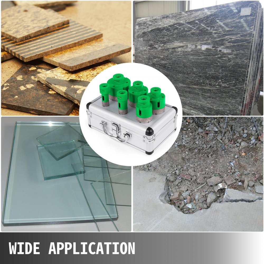 VEVOR 6 Pezzi Punte Diamantate per Trapano, Altezza 15 mm / 0,59 pollici M14 Sega a Tazza Diamantati con Cassetta per Materiali Più Duri Come Piastrelle, Granito, Marmo, Altre Pietre e Porcellana