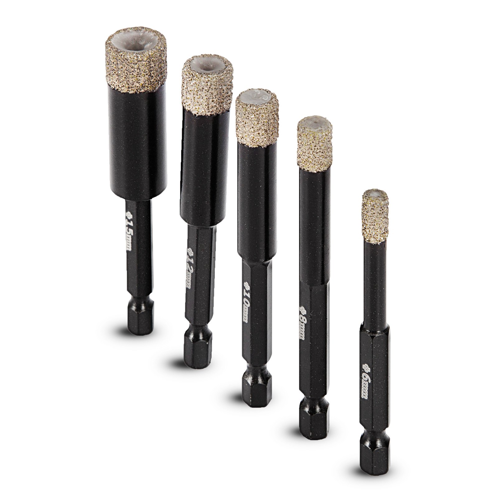 5 Punte Diamantate Per Piastrelle In Ceramica Porcellanato Granito 6-15mm