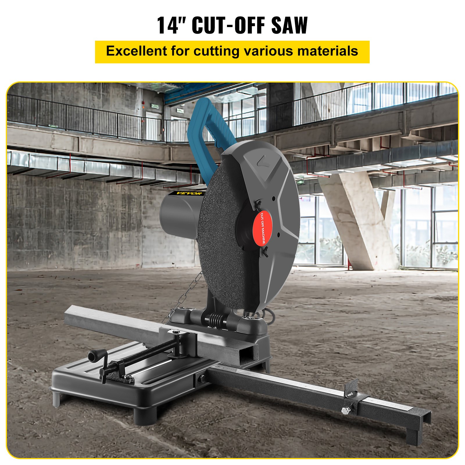 VEVOR Troncatrice Radiale per Legno, 2200W Sega Troncatrice, Velocità 3.900 giri/min Professionale Troncatrice, 355mm Sega per Metalli, Angolo 0-45 gradi, Usato per Tagliare Tubi, Angolari, Canaline