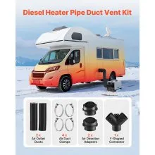 VEVOR Kit Tubo Connettore di Ricambio per Riscaldatore Diesel 76 mm, Bocchetta di Uscita Aria Calda con Connettore a Y, Parti di Ricambio per Riscaldatore di Parcheggio Diesel da Auto