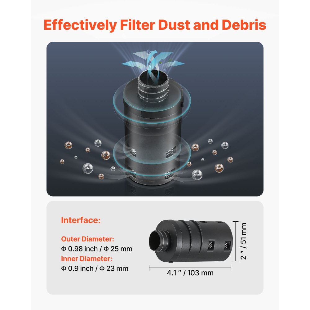 VEVOR Kit Tubo Flessibile di Aspirazione Aria per Riscaldatore Diesel da Parcheggio da 25 mm, Connettore per Uscita d'Aria Fredda Espandibile con Filtro e Fascette Stringitubo,  da 2 kW/5 kW/8 kW
