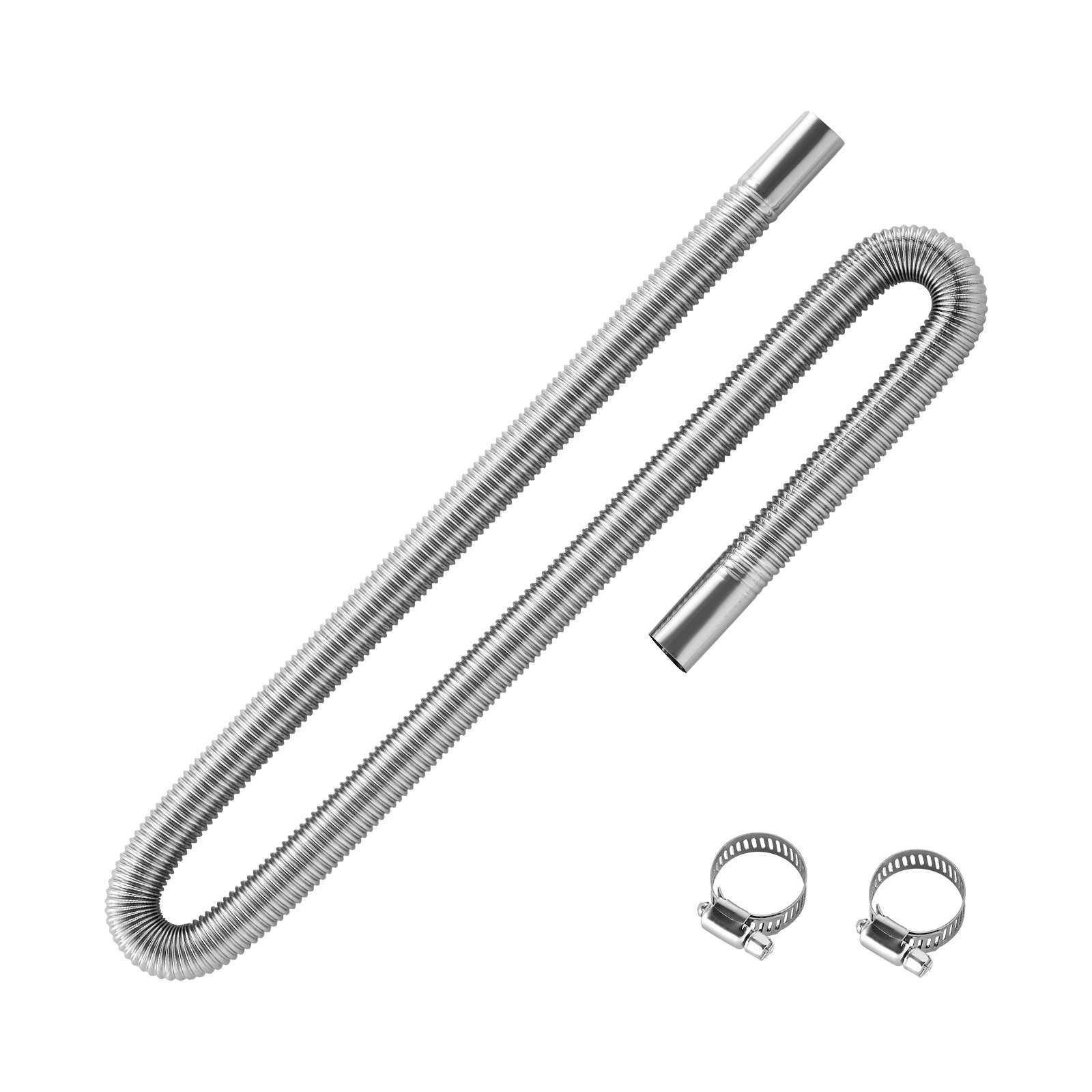 VEVOR Tubo Flessibile di Scarico per Riscaldatore Diesel in Acciaio Inossidabile da 119 cm, Connettore per Uscita d'Aria da Parcheggio da 2 kW/5 kW/8 kW con 2 Fascette Stringitubo per Manutenzione