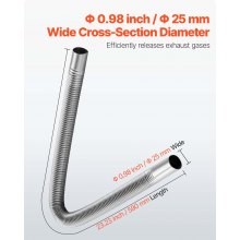 VEVOR Tubo Flessibile di Scarico per Riscaldatore Diesel in Acciaio Inossidabile da 59 cm, Connettore per Uscita d'Aria da Parcheggio da 2 kW/5 kW/8 kW con 2 Fascette Stringitubo per Manutenzione