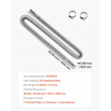 VEVOR Tubo Flessibile di Scarico per Riscaldatore Diesel in Acciaio Inossidabile da 149 cm, Connettore per Uscita d'Aria da Parcheggio da 2 kW/5 kW/8 kW con 2 Fascette Stringitubo per Manutenzione
