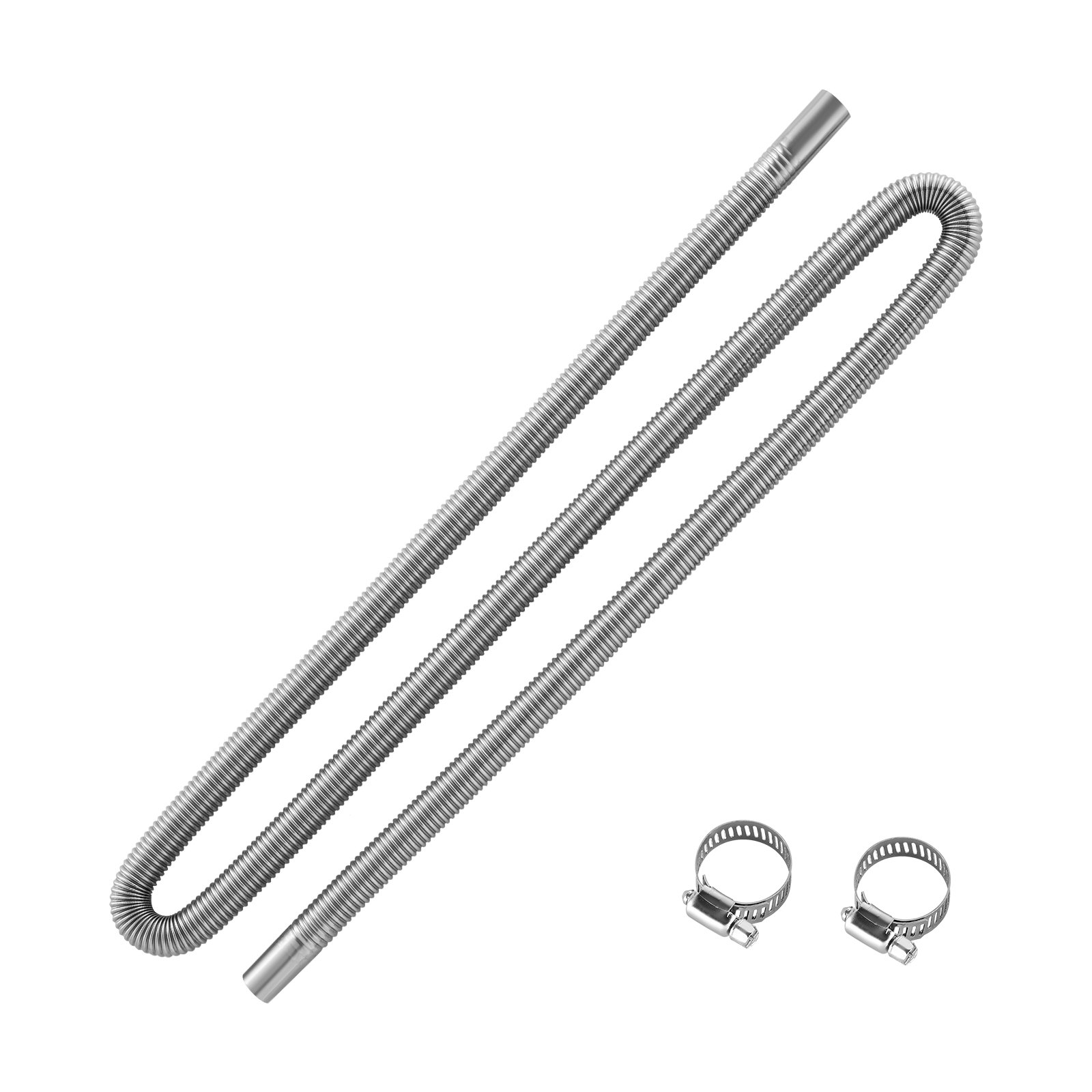 VEVOR Tubo Flessibile di Scarico per Riscaldatore Diesel in Acciaio Inossidabile da 198 cm, Connettore per Uscita d'Aria da Parcheggio da 2 kW/5 kW/8 kW con 2 Fascette Stringitubo per Manutenzione