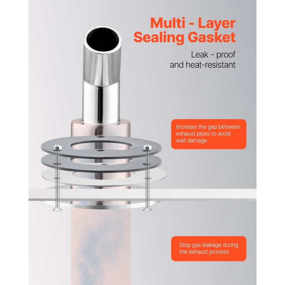 VEVOR Connettore di Ricambio per Tubo di Riscaldatore Diesel 24 mm, Raccordo per Copertura di Scarico a Gomito in Acciaio Inox 316 con Viti Dadi Guarnizione, per Riscaldatore di Parcheggio Diesel