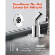 VEVOR Connettore di Ricambio per Tubo di Riscaldatore Diesel 24 mm, Raccordo per Copertura di Scarico a Gomito in Acciaio Inox 316 con Viti Dadi Guarnizione, per Riscaldatore di Parcheggio Diesel