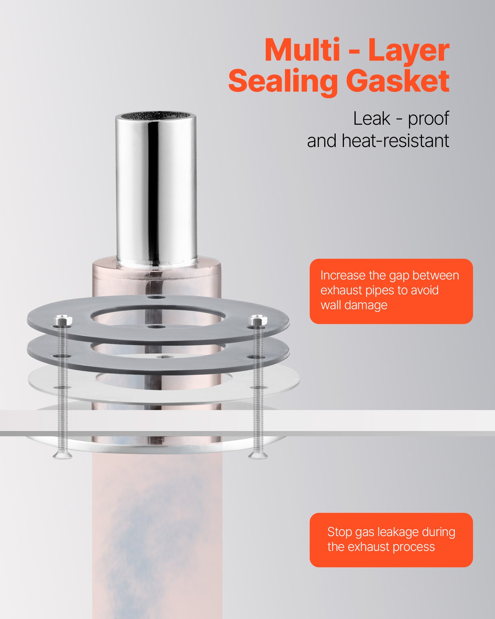 VEVOR Raccordo per Tubo di Scarico per Riscaldatore Diesel da 24 mm, Connettore per Coperchio di Scarico Dritto in Acciaio Inox 316 con Viti, Dadi e Guarnizione, per Riscaldatore da Parcheggio