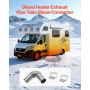 VEVOR Connettore a Gomito per Tubo di Scarico del Riscaldatore Diesel da 25 mm, 2 Pezzi Connettore per Uscita d'Aria da Parcheggio da 2 kW/5 kW/8 kW, Acciaio Inox, con 4 Fascette Stringitubo